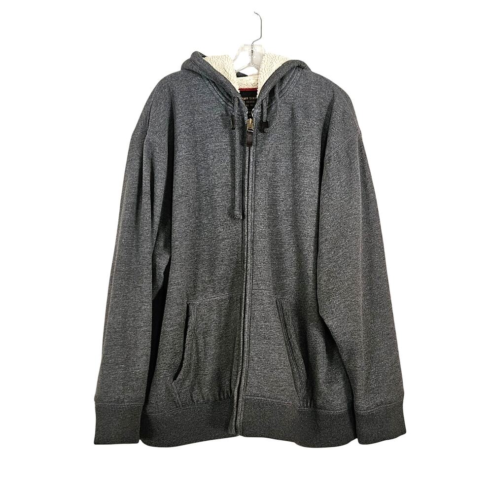 Old Navy Surplus VTG Men's Zipper Hoodie Gray Sherpa Lined sz XXL EUC
